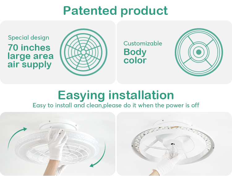 CE Certified Modern Design 6-Speed LED Ceiling Fan with Remote Control and Easy Cleaning