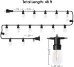 Weatherproof IP65 48FT Patio String Outdoor Deck Lights