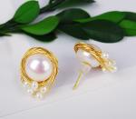 Pearl Earring Set Metal Gold Plated Dangle Earrings Heart Butterfly Hoop Earring
