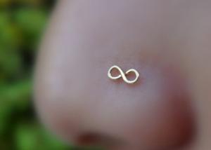 Quality Dainty 18K Gold Nose Piercing L Shaped 0.6mm Thickness Hypoallergenic wholesale