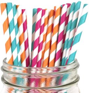 Quality SGS Assorted Colors Party Compostable Christmas Paper Straws wholesale