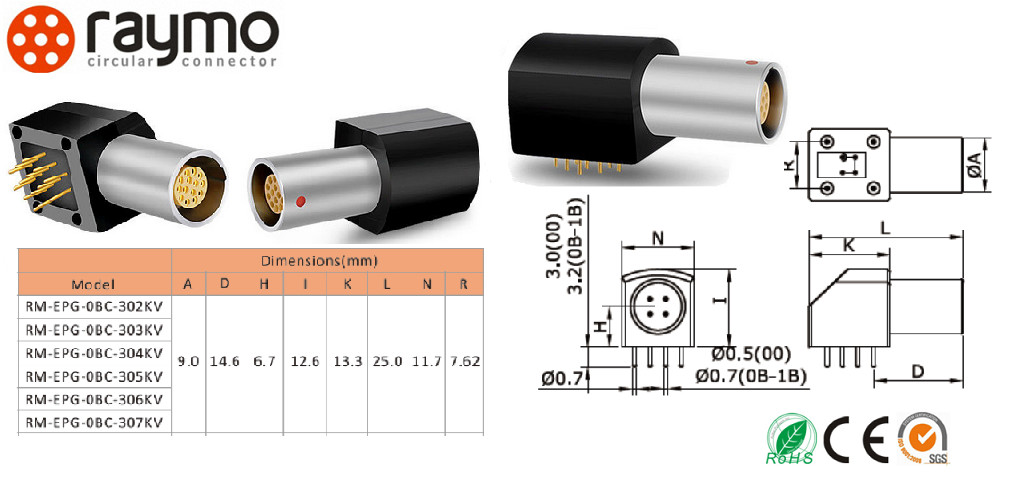 0B 1B 9pins Printed Circuit Connectors , EPG Panel Connector EPG.0B.309.HLN