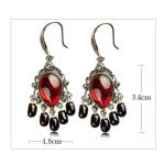 Vintage 925 Silver Created Garnet Tassels Dangle Earrings (E017283W)