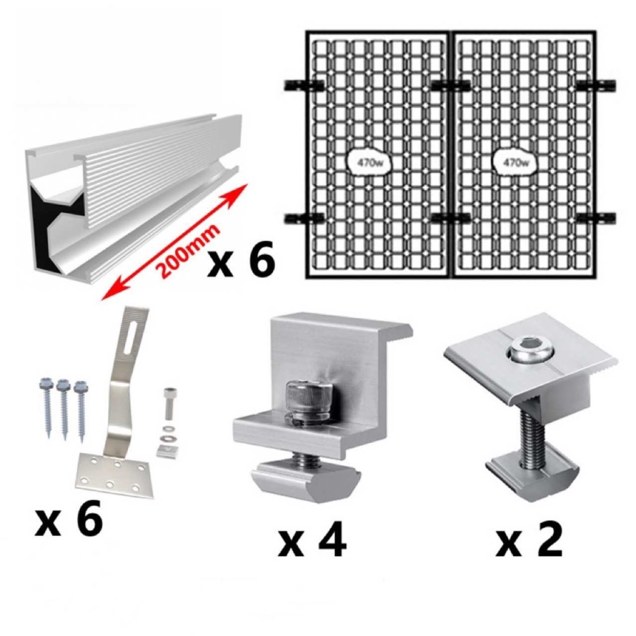 METS Long Glazed Tile Roof PV Cable Clips Photovoltaic Bracket Set