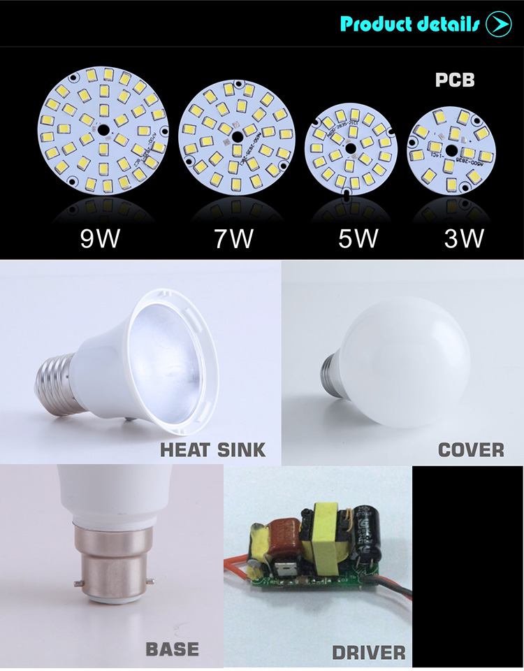 3W SMD led bulb e27 or b22 led bulb light