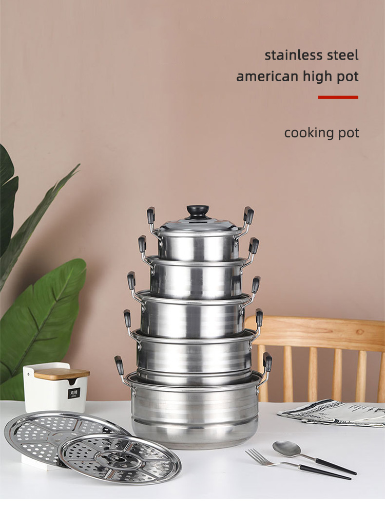 Quality Kitchen Cookware Set American Style Cooking Pot Sets 410 Stainless Steel Pots