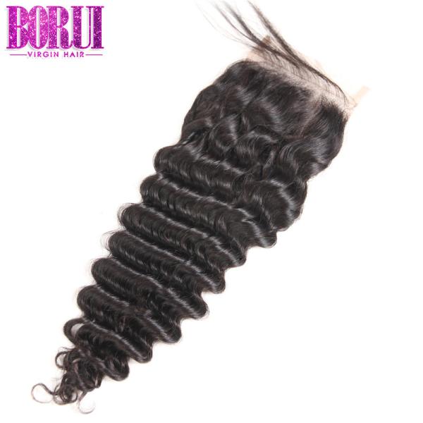 Brazilian Deep Wave Closure Natural Color With Baby Hair Environmentally