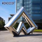 Large outdoor park forging metal modern geometric triangular stainless steel