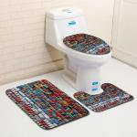 Stone Printed 3 Pc Bath Rug Set 45*75cm Toilet Seat Cover Rug