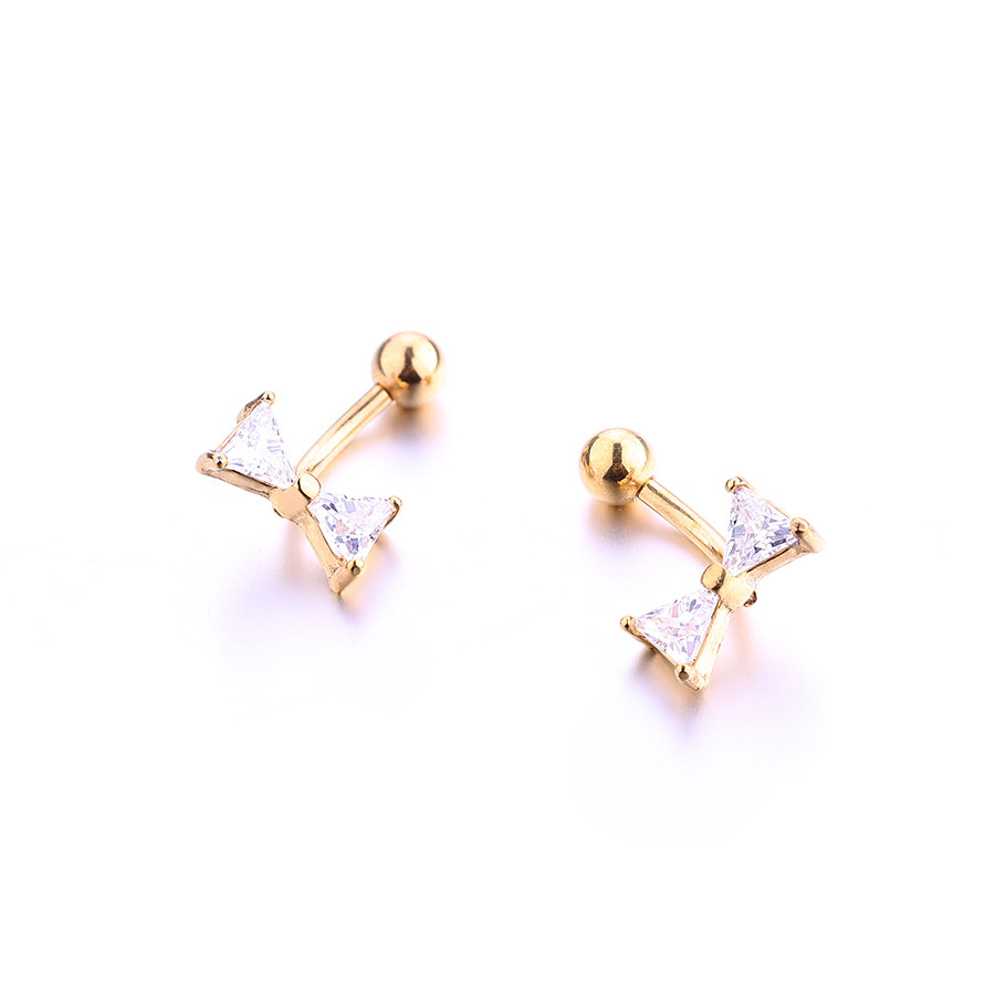 Internally Thread Prong Set CZ Belly Button Ring Dangle Body Piercing Jewelry Titanium
