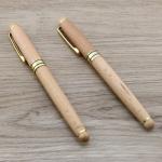 Eco Friendly Beech Wood Fountain Pen Brass Accessories For Business Gifts