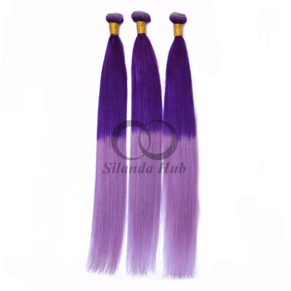 Purple/Light Purple Straight Remy Human Hair Bundles Sew In Weave Bundles