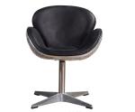Brown,Black Vintage Retro Swan Retro Leather Swivel Chair With Aluminum Back