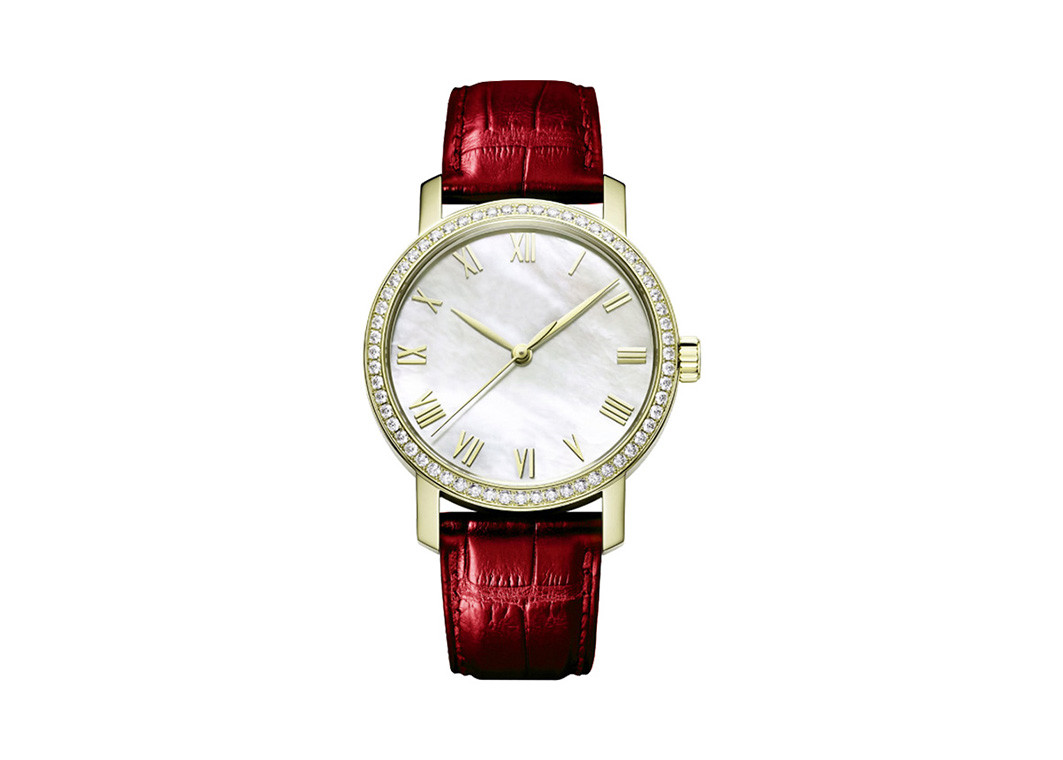 Quartz Movement Stones Gold Plated Womens Watches With 36mm Case Size