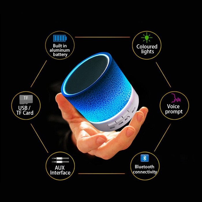 Night Light LED Music Bluetooth Speaker Subwoofer Multicolor For Mobile Phone