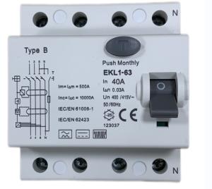 Quality EKL1-63 RCCB Circuit Breaker RCD Type B AC 30mA DC 6mA For Wallbox wholesale