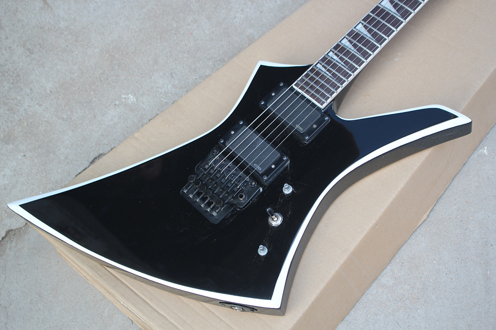 Factory Custom Black Body Electric Guitar whit Floyd Rose,White Binding Neck,Black Hardware,Rosewood Fretboard