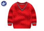 Cable Knitting Stripe Boys V Neck Sweater Full Reglan Sleeves School Uniforms