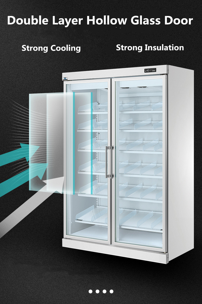 Arsenbo Antiwear Double Door Glass Fridge , Electric Supermarket Display Fridges