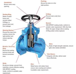 Quality jis bs din f4 f5 Pn16 Ductile Iron Dn600 Sluice Valve Resilient Seat Gate Valves wholesale