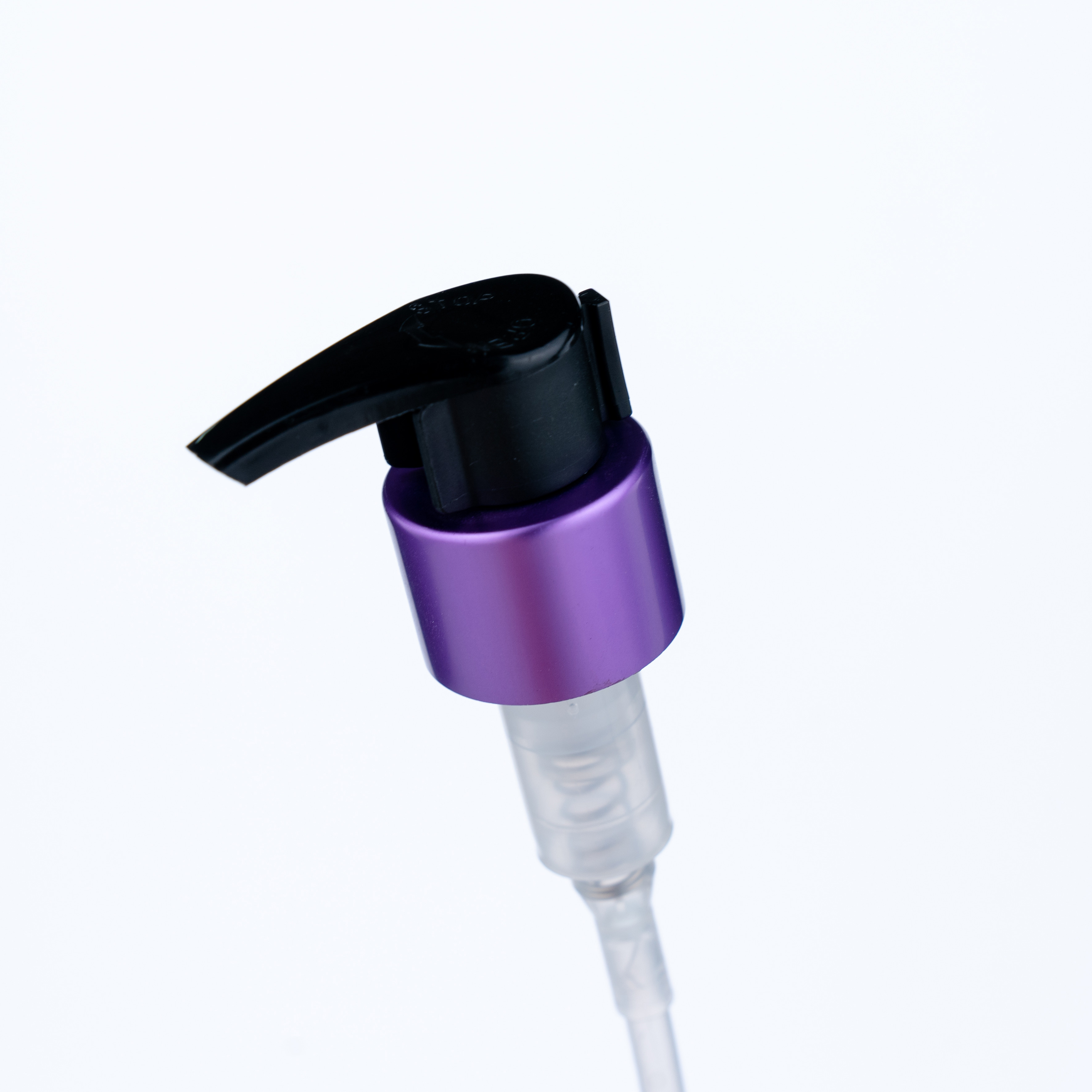 24/410 Bright Silver and Black Purple Electroplated Aluminum Plastic Pump Head for Lotion Bottles