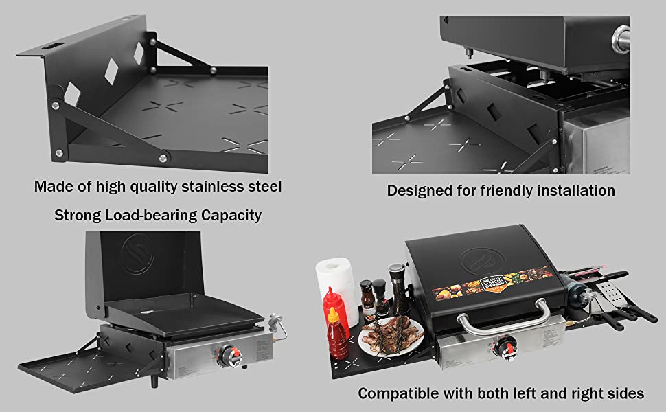 Single Tier Outdoor BBQ Table Shelf for Shape Metal Rectangular Griddle Side Storage