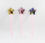 Novelty plastic ballpen star decor with glitter surface two sides for boutique