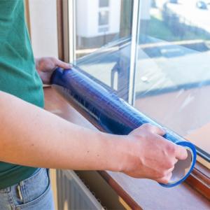 Quality Blue Window Shield Adhesive Film Window Masking Film With 45 Day UV Protection wholesale