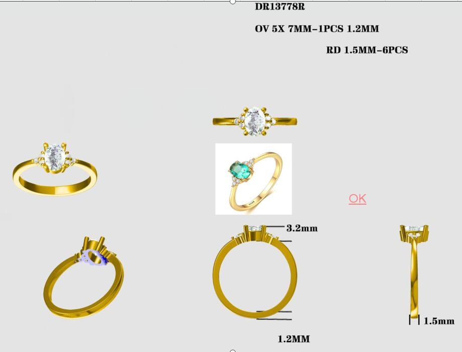 Wholesale Simple 925 Sterling Silver Delicate CZ Dainty Emerald Jewelry Ring