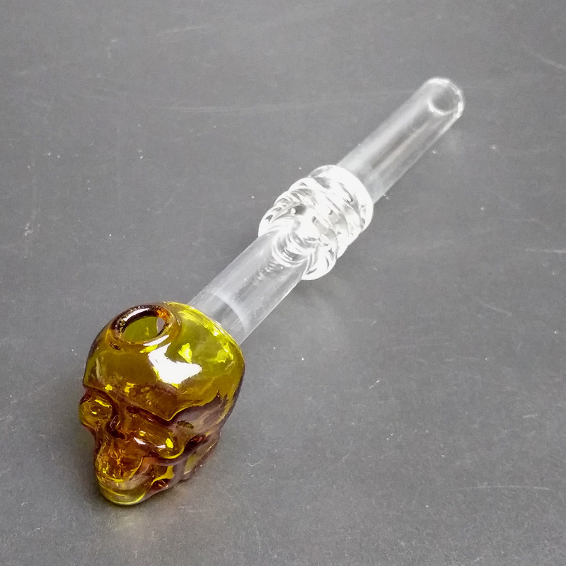 Long Colored Elegant Glass Smoking Pipe Handle Tubes Multi Design