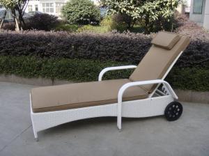 Quality Comfortable All Weather Mobile Rattan Sun Lounger With Wheel wholesale