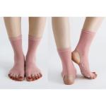 Custom logo, design open heel cotton anti slip yoga sports socks with open five