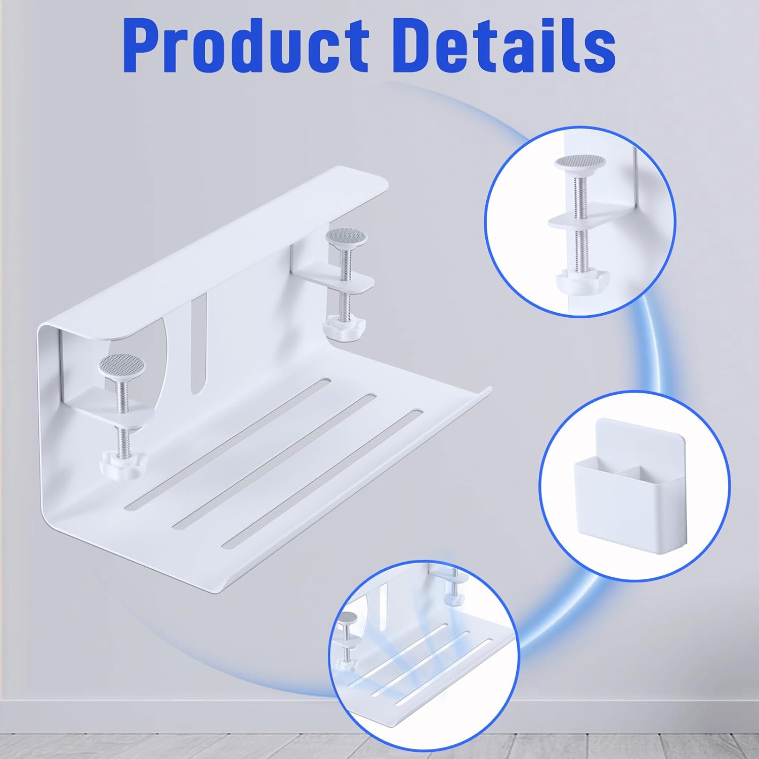 Space-Saving Clamp Desk Mount Cable Management Tray for Standing Desk Organization