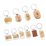 Bamboo Beechwood Wooden Engraved Keychain Sublimation Zinc Alloy Blank Keyring