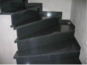 Quality Living Room Stairs Flamed Granite Stone , Polished Mongolia Black Granite wholesale