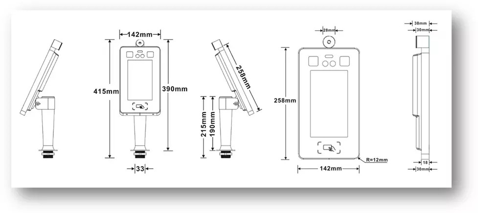 7" LCD Screen 0.2 Seconds Face Recognition Infrared Thermometer