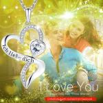 Girls' Double Heart Infinity Necklace 925 Sterling Silver White Austrian crystal