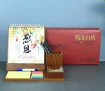 Custom Logo Wooden Printable Desk Calendar With Pencil Holder