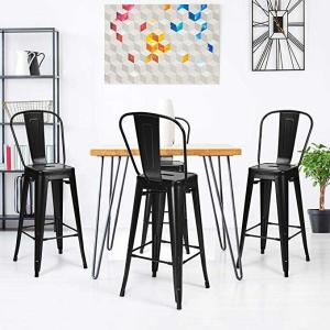 Quality Restaurant High Bistro Table And Stools Outdoor Modern Black Metal Stackable Style wholesale