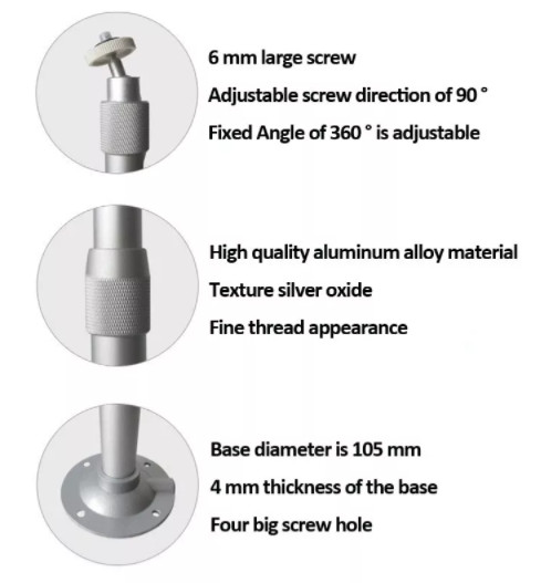 Adjustable Universal Projector Ceiling Mount Aluminum Alloy Bracket