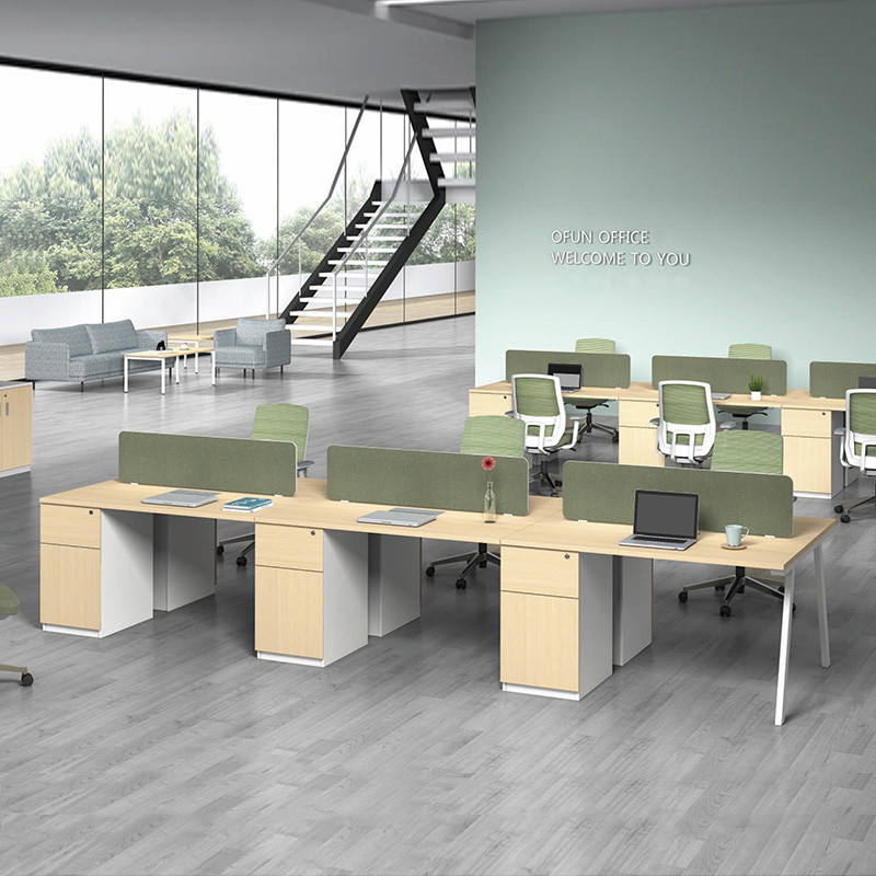 Modular Office Table Workstation Cubicle Wooden Office Workstation For 4 People