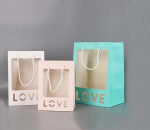 Quality Stock Window Flower Lover Gift Tote Carrier Shopping Paper Packaging Bag wholesale