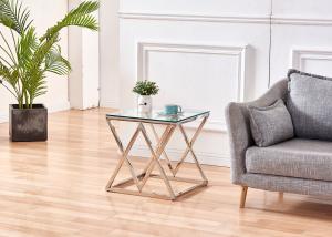 Quality Stainless Steel Transparent Glass 13kgs Modern Side Tables wholesale