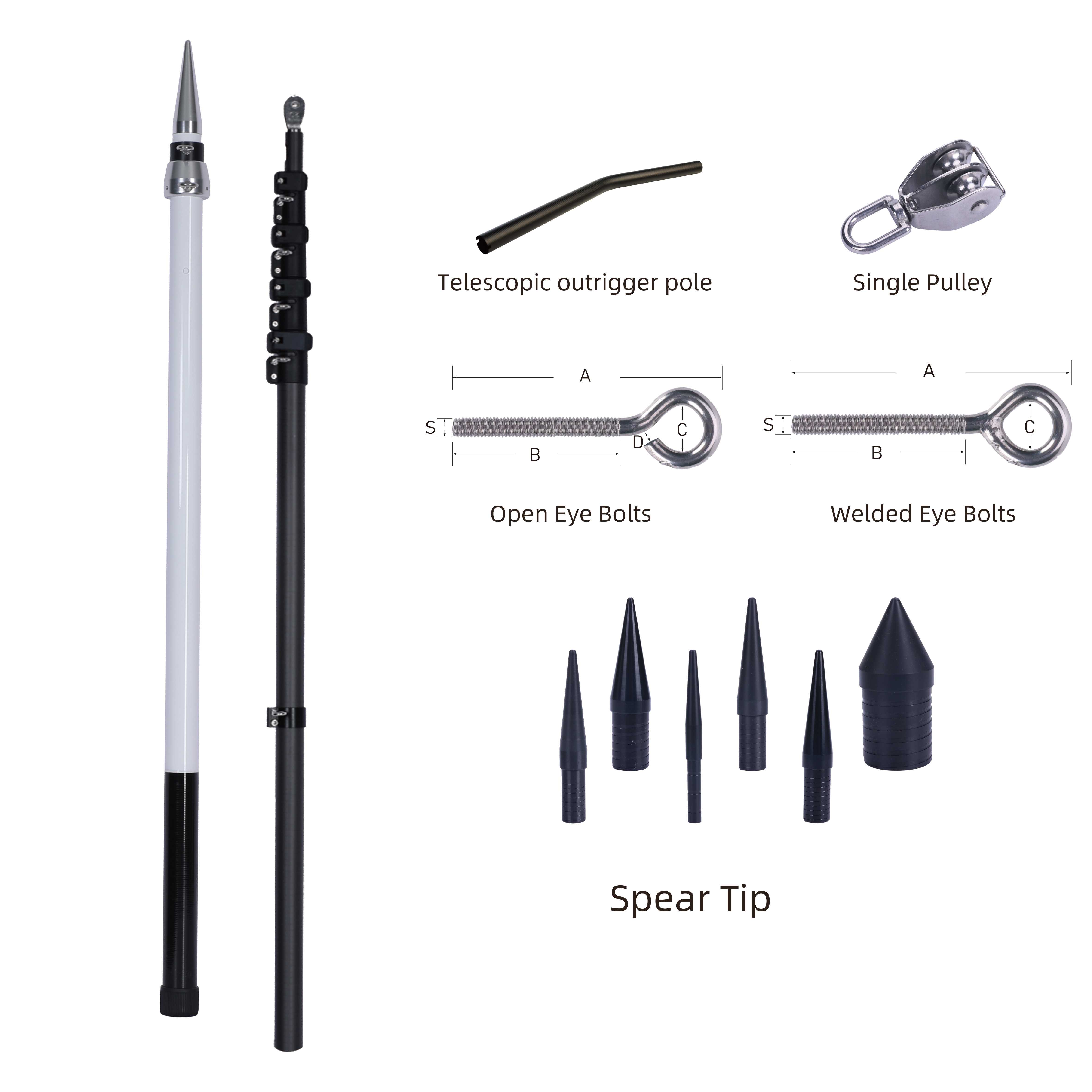 22FT Carbon Fiber Outrigger for Fishing Lightweight High Strength UV Corrosion Resistant