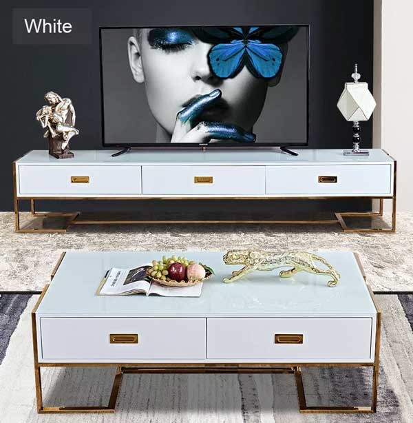 Modern Luxury TV Stand Center Table With Storage Drawer Home Furniture