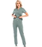 Unisex Custom Logo Strech Solid Color Blue Medical Scrub Clothes