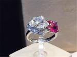 Piaget full diamonds red tourmaline rose ring of 18kt gold with yellow gold or