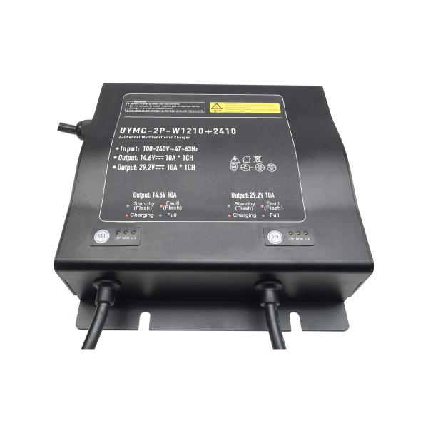 336W Lithium Ion Battery Charger Adjustable 12V 10A 2 Bank 2 Channel Waterproof