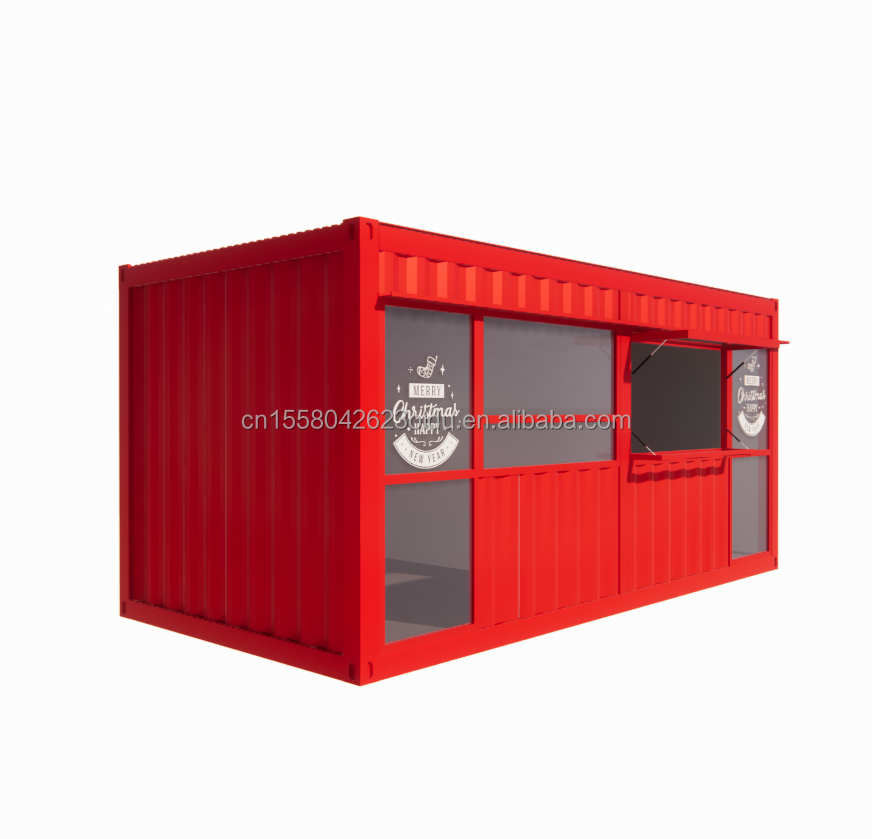 20ft Movable Prefabricated Coffee Shop Container House Design with Galvanized Steel Square Tubes