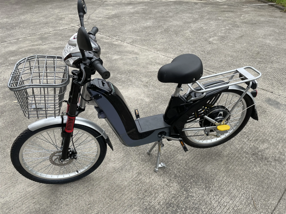 48V 12Ah 24 Inch Red Electric Bike With Lead Acid Battery Front Disk Rear Drum Brake
